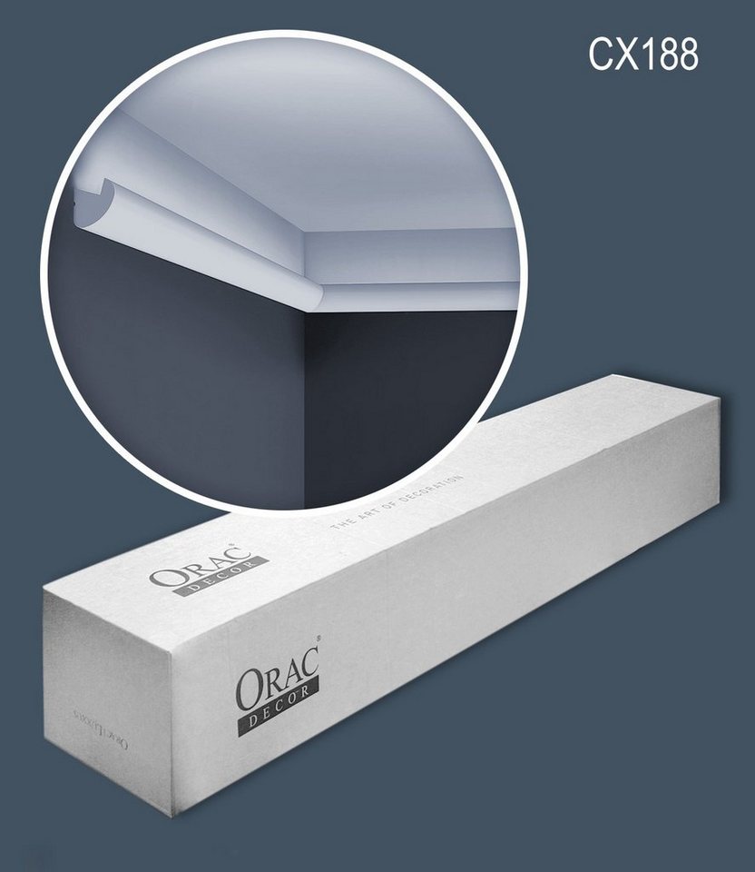 Orac Decor Deckenleiste CX188-box, kleben, Duropolymer®, 16-St., 1 Karton SET mit 16 Leisten Eckleisten Stuckleisten 32 m von Orac Decor