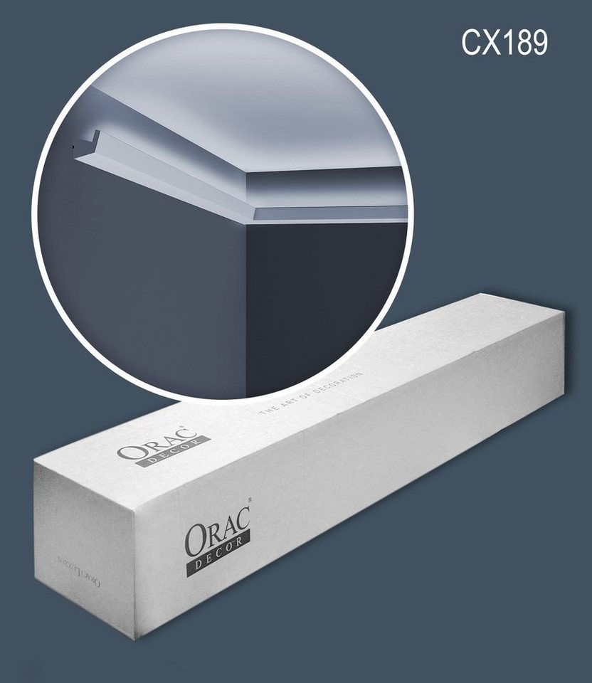 Orac Decor Deckenleiste CX189-box, kleben, Duropolymer®, 25-St., 1 Karton SET mit 25 Leisten Eckleisten Stuckleisten 50 m von Orac Decor