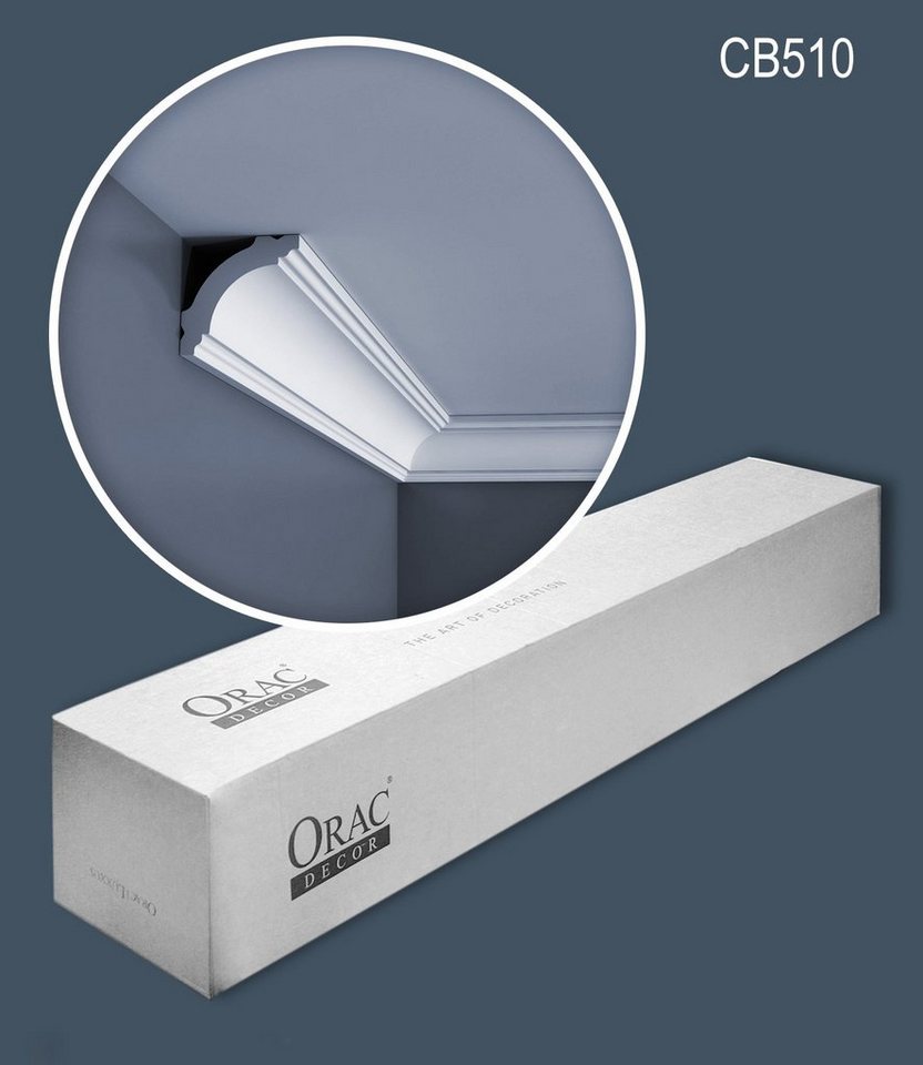 Orac Decor Eckprofil CB510-box (1 Karton Leisten-Set, 45-St., Stuckleisten, Eckleisten, Deckenleisten, Zierleisten, 90 m), weiß, vorgrundiert von Orac Decor