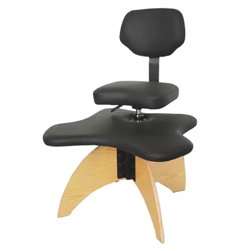 Oracra Kniestuhl Meditationsstuhl mit Rückenunterstützung, Querbein -Bürostuhl Holzbein, Ergonomische Schaukelkneischstuhl Kreuzstuhl für Yoga -Computerarbeiter (Color : Black) von Oracra