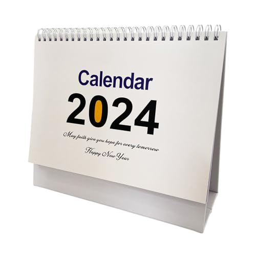 OralGos Tischkalender, 2024 Tischkalender Planer, Doppelspulenbindungskalender Stehender Flip Kleiner Desktop-Kalender Dekor von OralGos