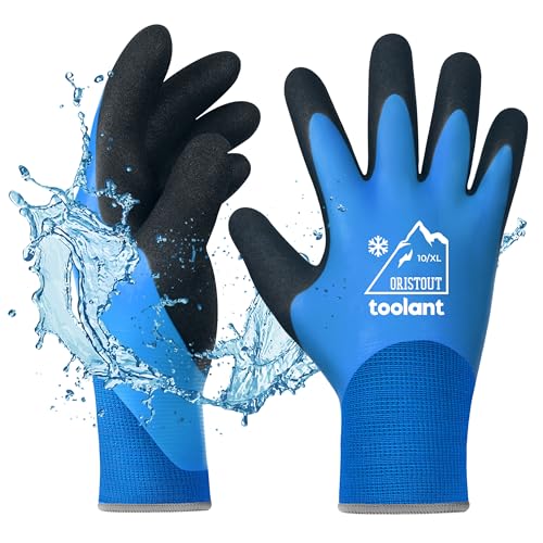 OriStout Arbeitshandschuhe für Herren und Damen, Touchscreen, Wassdichte Handschuhe, Thermohandschuhe Winter, Gartenhandschuhe für kaltes Wetter, Blau, X-Large von OriStout