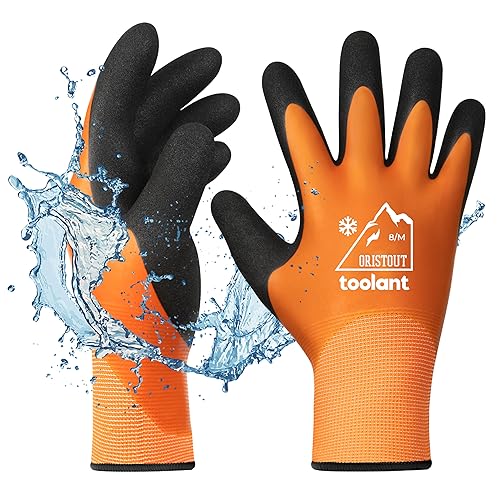 OriStout Arbeitshandschuhe für Herren und Damen, Touchscreen, Wassdichte Handschuhe, Thermohandschuhe Winter, Gartenhandschuhe für kaltes Wetter, Orange, Medium von OriStout