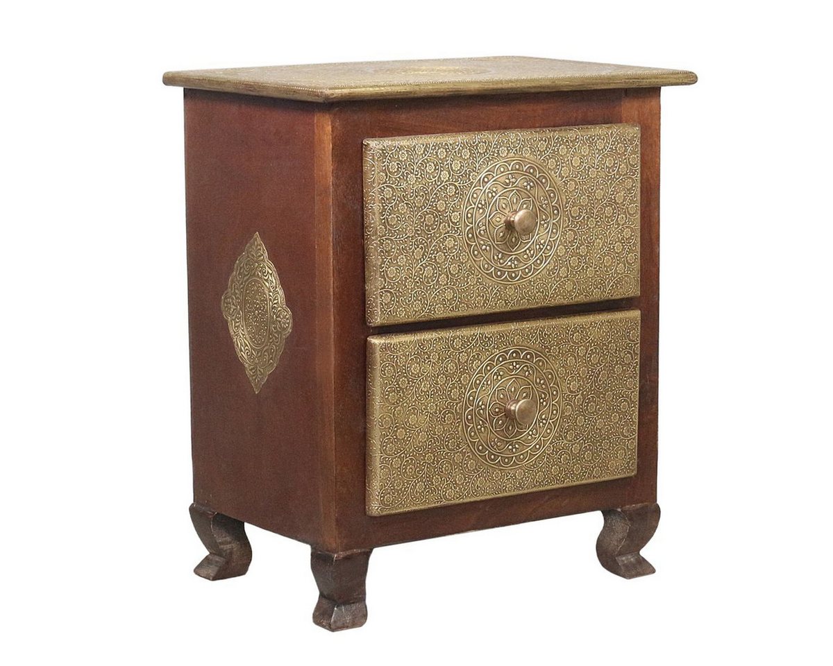 Oriental Galerie Mehrzweckschrank Indische Kommode mit Schubladen Braun/Gold 53 cm Nachttisch, kleine Kommode, Nachtkommode, Beistelltisch von Oriental Galerie