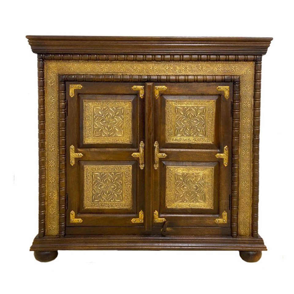 Oriental Galerie Unterschrank Braun Gold Sideboard Yasu Indien 100 cm von Oriental Galerie