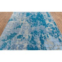 10x14 Abstrakter Blau Modern Handgemachter Abstrakter Wollteppich #8174(300x450 cms von OrientalLooms