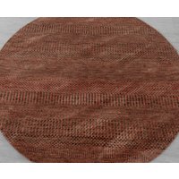 4x4 Savannah Teppich Rot Runder Wolle & Seidenteppich, Handgemachter #5467 von OrientalLooms