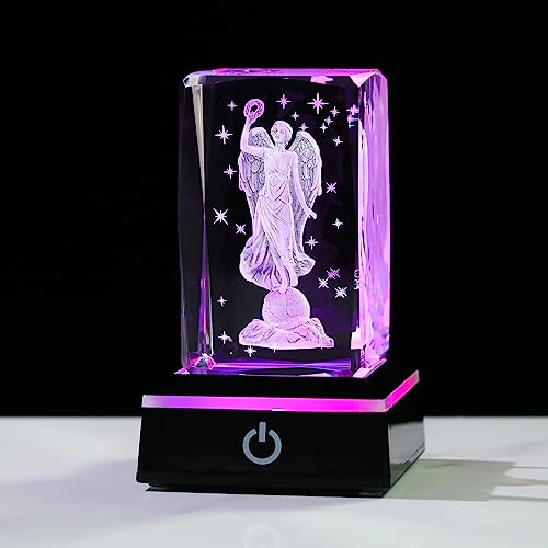 Kristallgravierte Engelsfigur, Geschenke für Männer und Frauen, Engel mit Heiligenschein Sternen Sammlerstück Glas Sympathie Briefbeschwerer Andenken mit LED-Ständer Dekor Ornamente für Zuhause von Ornalrist