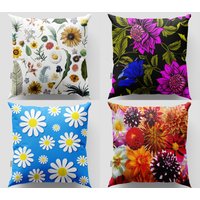 Daisy Floral Kissenbezug| Bunte Blumen Kissenhülle| Regenbogen Blüten Bauernkissenhülle|20x20 Kissen von OrsaStyle