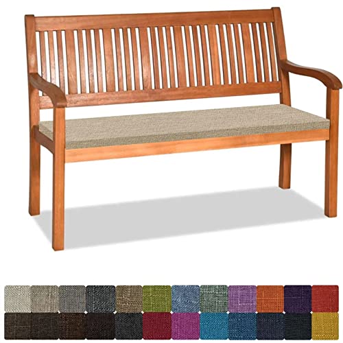 Bankauflage Stuhlkissen Bankkissen mit Krawatte Waschbar ,110x35x5cm,1 2 3 4-Sitzer Sitzkissen Rutschfeste Auflage für Gartenbank ,Küche,Terrasse Innen und Außenbereich，Dicker Leinenstoff,dunkelbeige von Orumrud