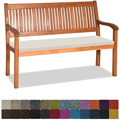 Orumrud Bankauflage Stuhlkissen Bankkissen mit Krawatte Waschbar,110x40x5cm,1 2 3 4-Sitzer Sitzkissen rutschfeste Auflage für Gartenbank,Küche,Terrasse Innen und Außenbereich，Dicker Leinenstoff,Beige von Orumrud