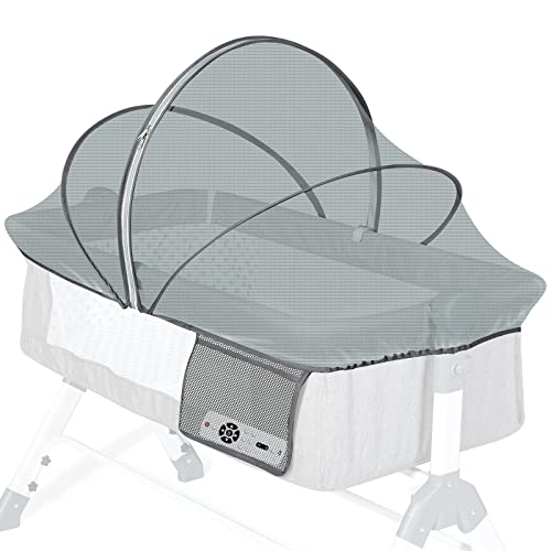 Orzbow Universal Moskitonetz für Babybett,Stabil Insektenschutz für Reisebett mit Reißverschluss,Dauerhaft Fliegennetz für Kinderbett,Beistellbett,Einfache Installation,mit Seitentasche (Dunkelgrau) von Orzbow