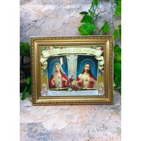 Laminiertes Gerahmtes Bild Gott Segne Unser Zuhause Jesus Und Maria Christentum Religiöses Dekor Freistehend von OsirisCraftworks