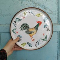 Die Große Keramik Schale Mit Handmalerei Huhn Von Osoka Kunstkeramik Ist Perfekt Dafür Geeignet Einen Festlichen Tisch Für Die Große, Glückliche von OsokaArtCeramics