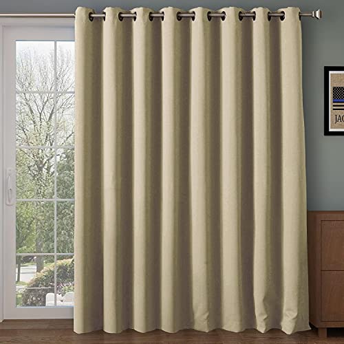 OstepDecor Blickdicht Gardinen mit Ösen, Jede Größe Lärmschutzvorhang für Schlafzimmer 229x260cm (Breite x Höhe)，2er Set, Beige Massive Vorhänge verdicken wärmeisolierte 95% Verdunkelungsvorhänge von OstepDecor