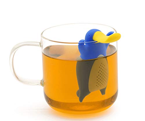 Ototon Teesieb aus Silikon in Form eines kreativen Ornithorynischen Designs, Teesieb, Zubehör für Tee, Kaffee, Gewürze, Blau von Fitwish