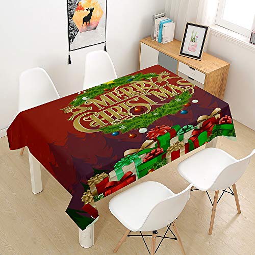 Ouduo 3D Weihnachten Tischdecke Wasserdicht Fleckschutz Ölfest Polyester Rechteckig, Pflegeleicht Abwaschbar Outdoor Garten Deko Mehrzweck Farbe & Größe Wählbar, 100x140cm von Ouduo