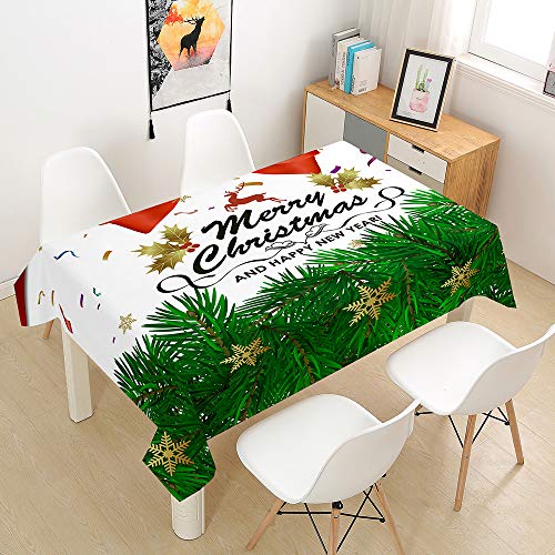 Ouduo 3D Weihnachten Tischdecke Wasserdicht Polyester Rechteckig, Pflegeleicht Fleckschutz Ölfest Abwaschbar Mehrzweck Bedruckte Tischdecke für Home Küche Dekoration (Goldene Schneeflocke,100x140cm) von Ouduo