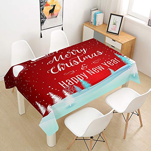 Ouduo Rote Weihnachten Tischdecke Wasserdicht Fleckschutz Ölfest Polyester Rechteckig, Pflegeleicht Abwaschbar Outdoor Garten Deko Mehrzweck Farbe & Größe Wählbar (Weißtanne,100x140cm) von Ouduo