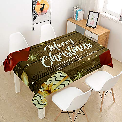 Ouduo Weihnachten Tischdecke Wasserdicht Fleckschutz Ölfest Polyester Rechteckig, Pflegeleicht Abwaschbar Outdoor Garten Deko Mehrzweck Farbe & Größe Wählbar (Holzbrettsterne,60x60cm) von Ouduo