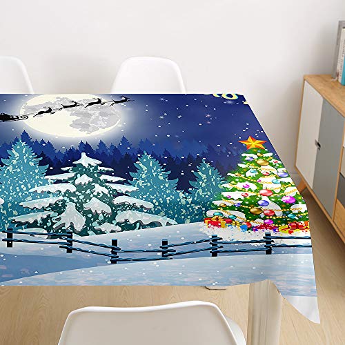 Ouduo Weihnachten Tischdecke Wasserdicht Polyester Rechteckig, Pflegeleicht Fleckschutz Ölfest Abwaschbar Mehrzweck Bedruckte Tischdecke für Home Küche Dekoration (Heiligabend,140x140cm) von Ouduo