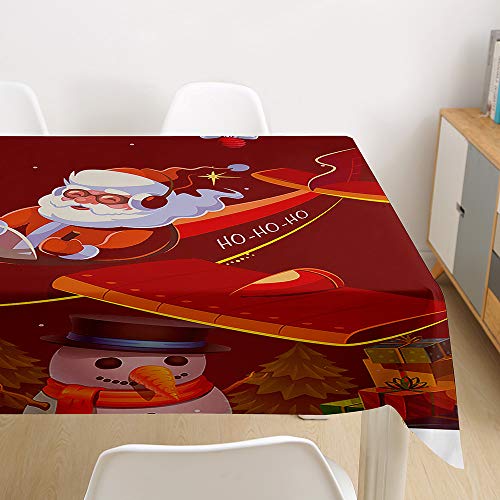 Ouduo Weihnachten Tischdecke Wasserdicht Polyester Rechteckig, Pflegeleicht Fleckschutz Ölfest Abwaschbar Mehrzweck Bedruckte Tischdecke für Home Küche Dekoration (Rotes Flugzeug,100x140cm) von Ouduo