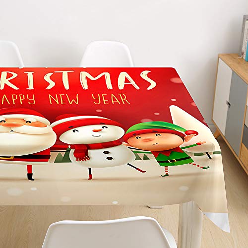 Ouduo Weihnachten Tischdecke Wasserdicht Polyester Rechteckig, Pflegeleicht Fleckschutz Ölfest Abwaschbar Mehrzweck Bedruckte Tischdecke für Home Küche Dekoration (Weihnachtsmann,100x140cm) von Ouduo