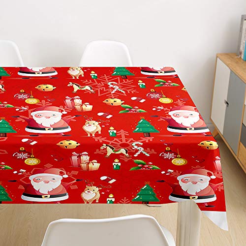 Ouduo Weihnachten Tischdecke Wasserdicht Polyester Rechteckig, Pflegeleicht Fleckschutz Ölfest Abwaschbar Mehrzweck Bedruckte Tischdecke für Home Küche Dekoration (Weihnachtsschmuck,100x140cm) von Ouduo