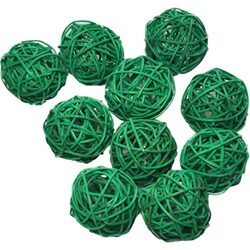 10 Stück Natur Wicker Rattan Kugeln Tischschmuck Hochzeit Party zum Aufhängen Wobble Ball Weihnachten Deko 4cm Gras-Grün von Ougual