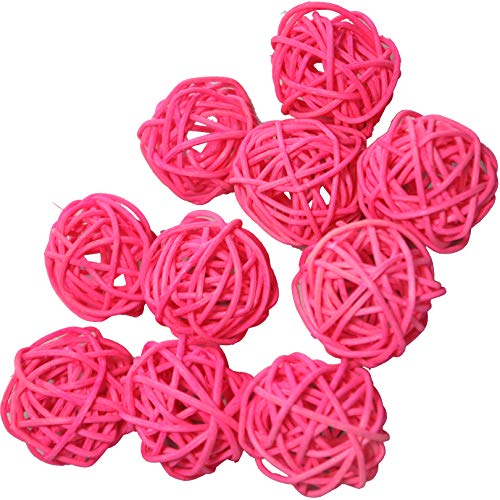 10 Stück Natur Wicker Rattan Kugeln Tischschmuck Hochzeit Party zum Aufhängen Wobble Ball Weihnachten Deko 4cm Rosa von Ougual