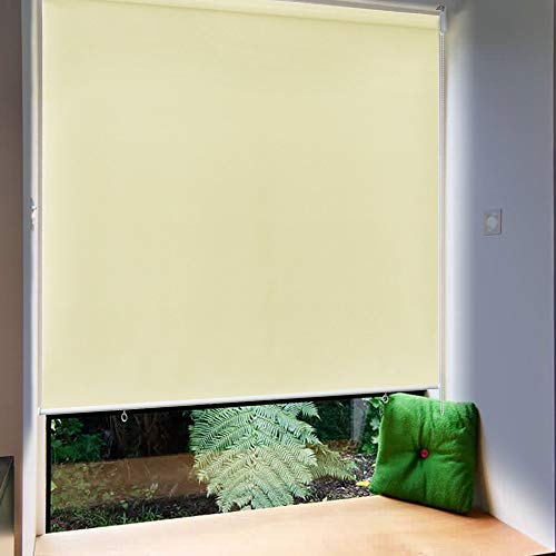 Ouhigher Außenrollo Senkrechtmarkise (BxL)140x140cm Sichtschutzrollo Reflektierende Thermofunktion Balkonrollo für Türen Fenster Beige von Ouhigher