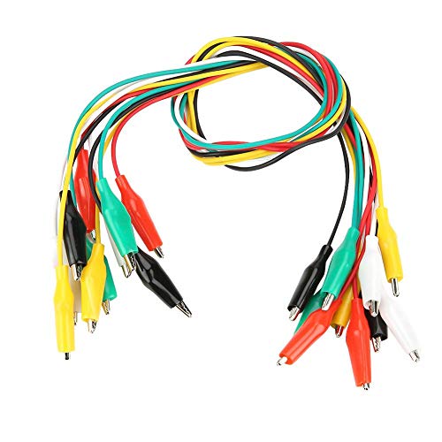 Oumefar 10Stk. 50cm Krokodilklemme 50k Krokodilklemme 35mm Doppelkrokodilklemmen Kabel 5 Farben für Elektrogeräte usw. von Oumefar