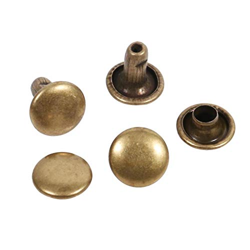 Oumefar 100 Stück Ledernieten Double Cap Niet 8 * 8mm Rohrmetallbolzen Leder Bastelreparaturzubehör für Ersatzteile Nähen von DIY-Projekten(Qinggu) von Oumefar