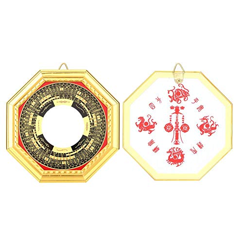 Oumefar Chinesische FengShui Dent Convex Bagua Spiegel Holz Feng Shui Convex Konkave Amulett Magic Mirror Schutz für Energie Home Decorations(13,5 cm konvex) von Oumefar
