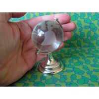 Vintage Kleine Kugel Dekorative Glas Schreibtisch Globus Karte Mini Transparent Matt Erde Welt Miniatur Landkarte Büro Dekor von OutlivedMemories