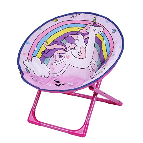 Outplea Regenbogen Einhorn Kinder Campingstuhl Faltbar, Rosa Mondstuhl Klappbar, Klappstuhl Kleinkind zum Stand Garten Picknick von Outplea