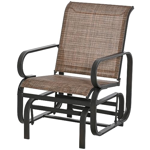 Outsunny Garten Gartenstuhl Schaukelstuhl Relaxstuhl Schaukel Gartenschaukel Stuhl für Terrasse Balkon Outdoor Texteline Stahl 62 x 75 x 91,5 cm Braun von Outsunny