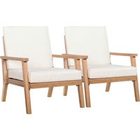 Outsunny Gartenstühle mit Kissen beige Holz B/H/L: ca. 77,5x74,5x66 cm von Outsunny