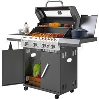 Outsunny Gasgrill 12 KW Grillwagen inkl 5 Brenner Seitenkocher Rolle Druckminderer Deckel Gasschlauch 2 Heizzonen Thermometer Seitenablagen, BBQ Gartengrill für Balkon, Grill 135 x 54 x 110 cm Aosom Outsunny Gasgrill 12 KW Grillwagen inkl 5 Brenner Seitenkocher Rolle Druckminderer Deckel Gasschlauch 2 Heizzonen Thermometer Seitenablagen, BBQ Gartengrill für Balkon, Grill 135 x 54 x 110 cm Aosom von Outsunny