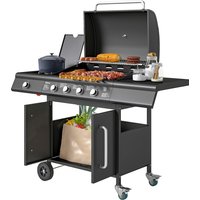 Outsunny Gasgrill 15,2 KW Grillwagen inkl 5 Edelstahl-Brenner Rolle Seitenkocher Druckminderer Gasschlauch Deckel Thermometer Seitenablagen, BBQ Gartengrill für Balkon, Grill 129,5 x 56 x 110 cm Aosom Outsunny Gasgrill 15,2 KW Grillwagen inkl 5 Edelstahl-Brenner Rolle Seitenkocher Druckminderer Gasschlauch Deckel Thermometer Seitenablagen, BBQ Gartengrill für Balkon, Grill 129,5 x 56 x 110 cm Aosom von Outsunny