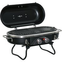 Outsunny Gasgrill 2,34 KW Klappbar BBQ Gartengrill inkl 2 Edelstahl-Brenner Druckminderer Gasschlauch Deckel Thermometer, 2 Heizzonen, Camping-Grill für Balkon, 66 x 34,5 x 37 cm Aosom Outsunny Gasgrill 2,34 KW Klappbar BBQ Gartengrill inkl 2 Edelstahl-Brenner Druckminderer Gasschlauch Deckel Thermometer, 2 Heizzonen, Camping-Grill für Balkon, 66 x 34,5 x 37 cm Aosom von Outsunny