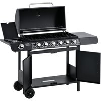 Outsunny Gasgrill BBQ Grillwagen mit 6 Brennern 1 Seitenbrenner Schrank Multifunktion Metall Schwarz 135 x 50 x 100 cm Aosom Outsunny Gasgrill BBQ Grillwagen mit 6 Brennern 1 Seitenbrenner Schrank Multifunktion Metall Schwarz 135 x 50 x 100 cm Aosom von Outsunny