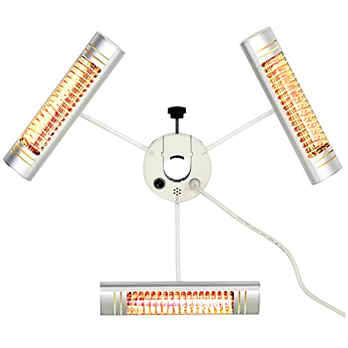 Outsunny Infrarot Heizstrahler mit drei 1000 W Heizköpfen Elektrische Heizstrahler mit Fernbedienung Wärmestrahler CO2-Freie Energieeffiziente Heizung für Sonnenschirm Zelt Alu 87 x 75 x 22 cm von Outsunny