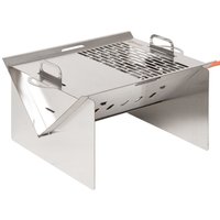 Outsunny Tischgrill Gasgrill BBQ abnehmbar Holzkohle Camping Grill mit Grillnetz Schlauch klein Outd von Outsunny