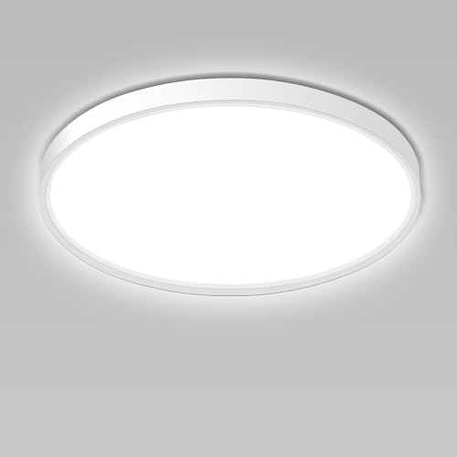 Ouyulong LED Deckenleuchte, 18 W 1620 lm 4000 K, natürliches weißes Licht, IP44, 23 cm runde moderne LED-Deckenleuchte für Schlafzimmer, Badezimmer, Wohnzimmer, Küche, Büro (23 cm, 1 Stück) von Ouyulong