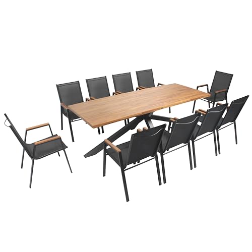 Oviala Gartentisch aus Akazie und Aluminium mit 10 Sesseln von Oviala