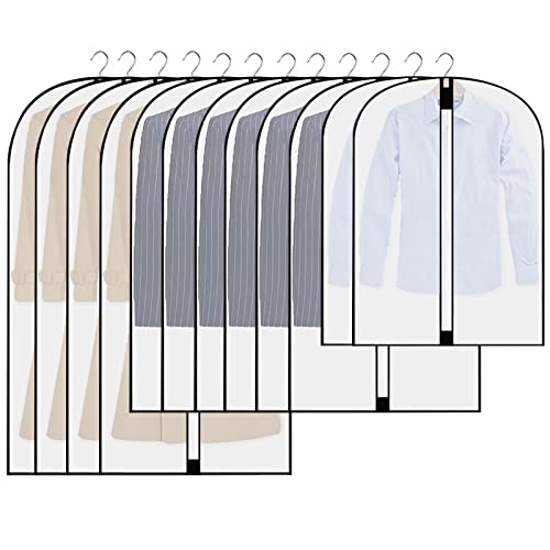 Kleidersack Anzug Lange 12 Stück, Transparente Anzugtasche Kleidersäcke mit Reißverschluss, Kleiderhüllen Abdeckung, Kleiderschutz für Anzüge, Kleider, Hemden (60×80/100/120cm) von Owelth