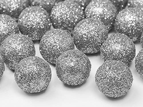 P&D 25 Glitzer Dekokugeln Dekobälle Silber 2 cm - Weihnachten - Silberhochzeit von PartyDeco