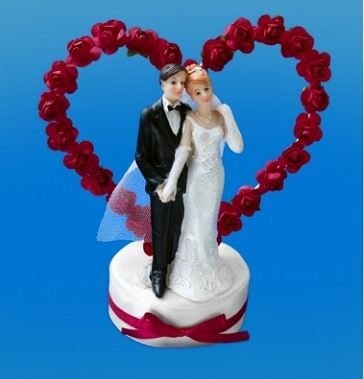 PartyDeco Hochzeitstorte Topper Maroon Hearted Braut und Bräutigam Hochzeit Dekoration Party Tischdekorationen Cake Toppers Kuchen Dekoration Kuchen Dekorationen Hochzeit Souvenir Hochzeit Zubehör von PartyDeco