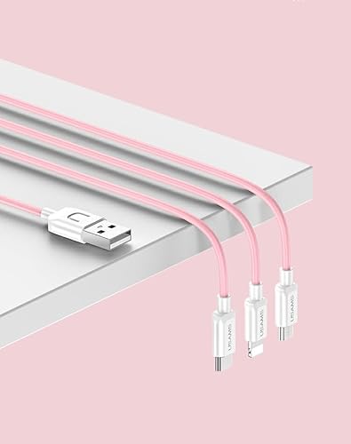 P4Y 3-in-1-Ladekabel kompatibel mit Lightning/microUSB/USB-C Materialien: PVC 1,2m rosa US-SJ324 U Turn Serie von P4Y